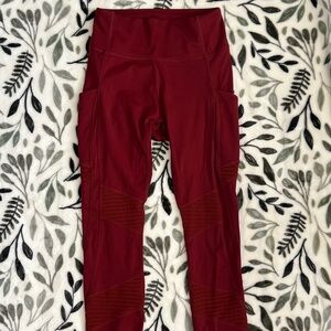 Fabletics Anywhere Motion365® Moto 7/8 Leggings | Umbria Red | Size Small